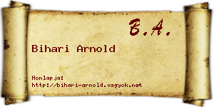 Bihari Arnold névjegykártya